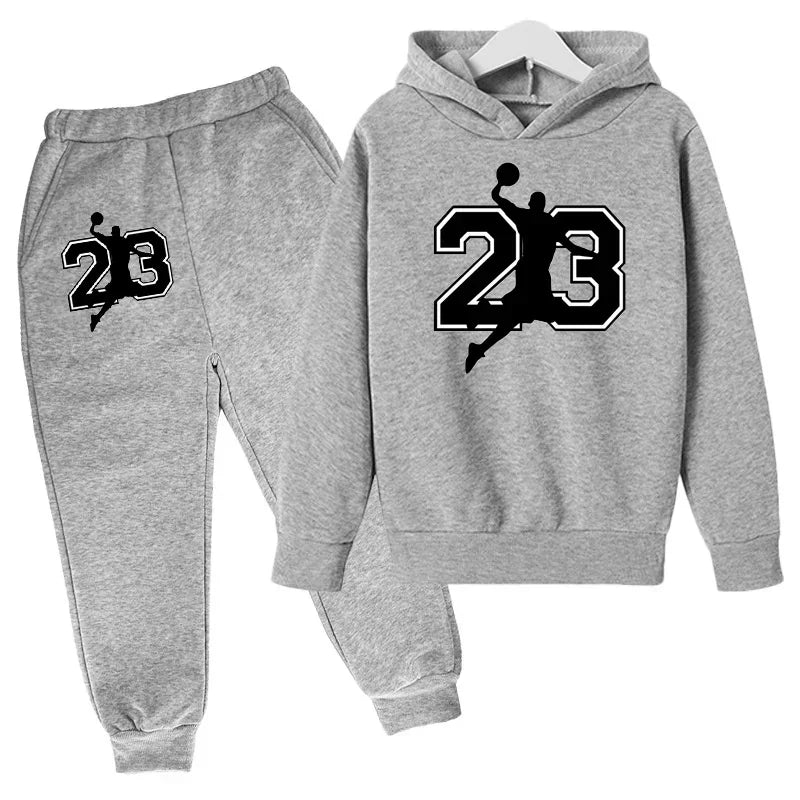 Children's basketball suit hooded sweatshirt+pants set casual warm autumn hoodie