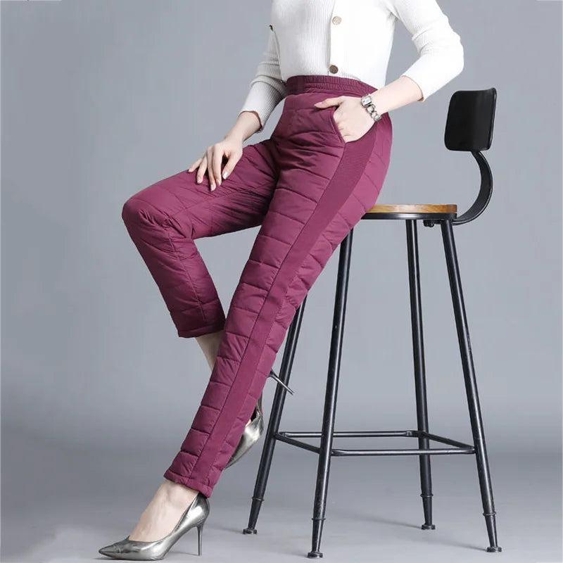 Winter 90% Duck Down Thicken Harem Pants Mom Casual High Waist Warm Pantalones Loose Windproof Straight Spodnie New Trousers