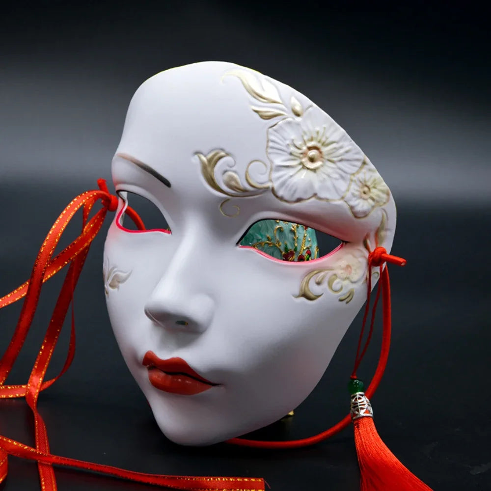 Adult Party Mask Hand Painted Makeup Full Face Carnival Queue Mask Kabuki  Masquerade  For Carnival Mardi Gras Cosplay