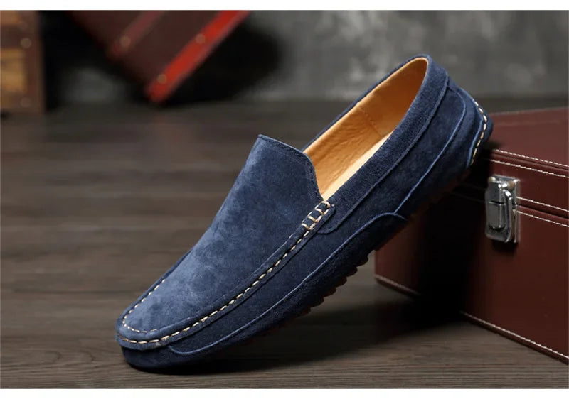 Suede Leather Man Loafers Luxury 2025 Casual Shoes For Men Boat Shoes Handmade Men Slipon Driving Shoes Male Moccasins Zapatos
