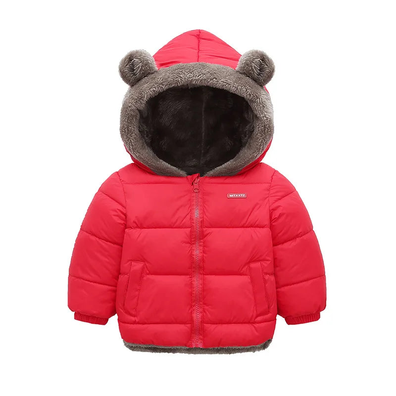 Winter Boys Girls Down Coats Kids Plush Velvet Jackets Children Thick Hooded Outerwear Baby Toddler Autumn Winter Padded Clothes