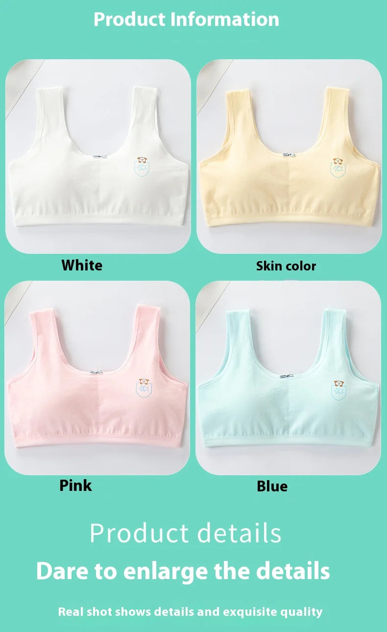 Underwear for Female Primary School Students 8-9-12-16 Years Old Small Vest Cotton Girl Junior High School Student Anti-Bump Bra