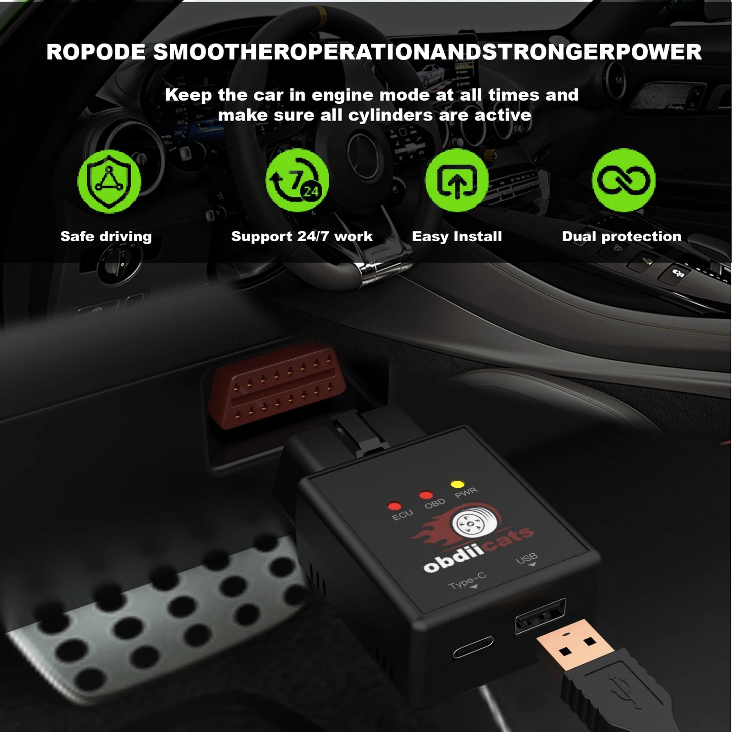 SXT- obdiicats OBD 2IN1 With Fast Charger For Benzine&Diesel Cars Increase Power Upgraded From HK-V3 Fuel Saving Chip Tuning Box