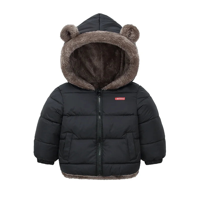 Winter Boys Girls Down Coats Kids Plush Velvet Jackets Children Thick Hooded Outerwear Baby Toddler Autumn Winter Padded Clothes