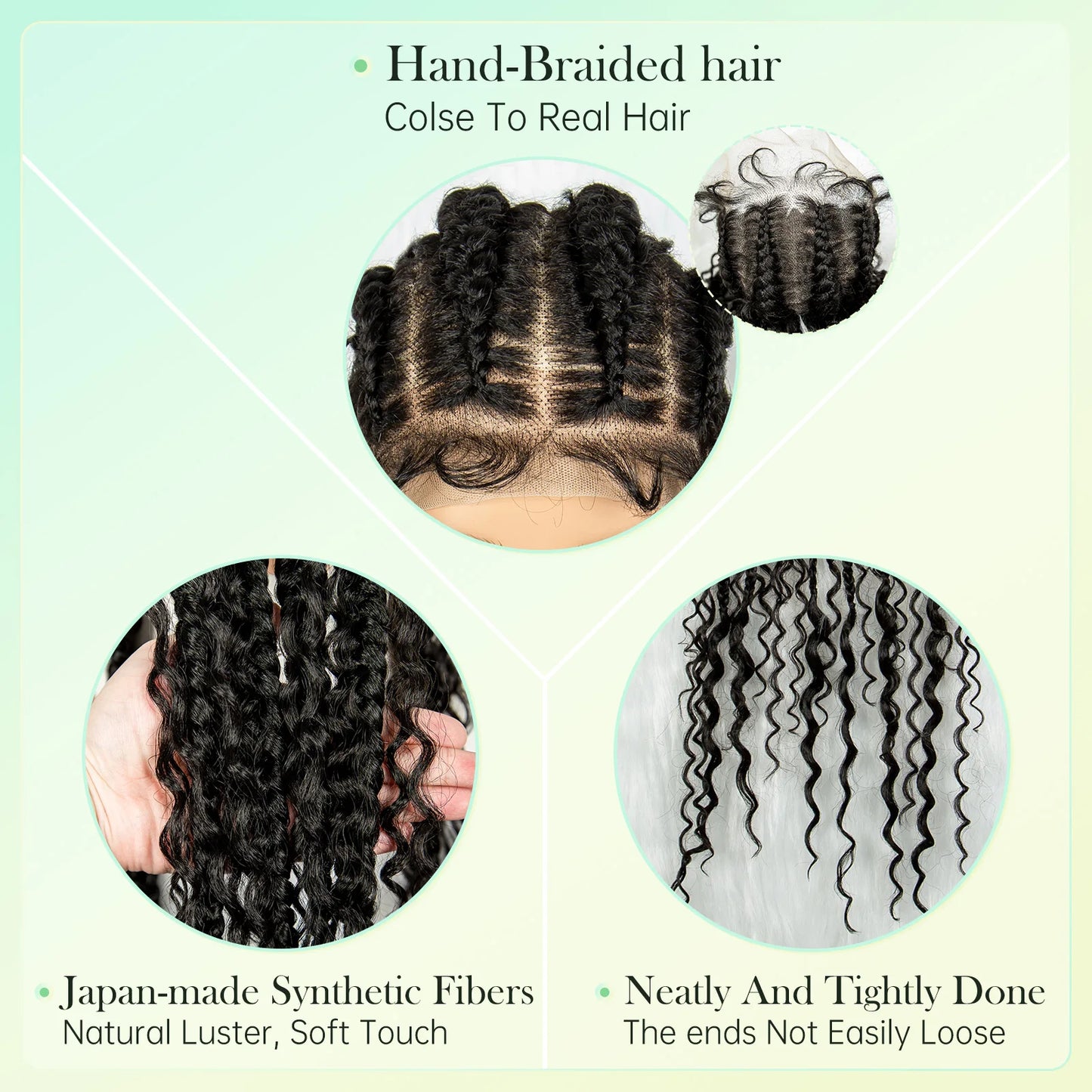 Cornrow Braided Wigs with Curly Ends Knotless Lace Frontal Braids Wig Synthetic Full Lace Braided Wigs with Baby Hair for Women