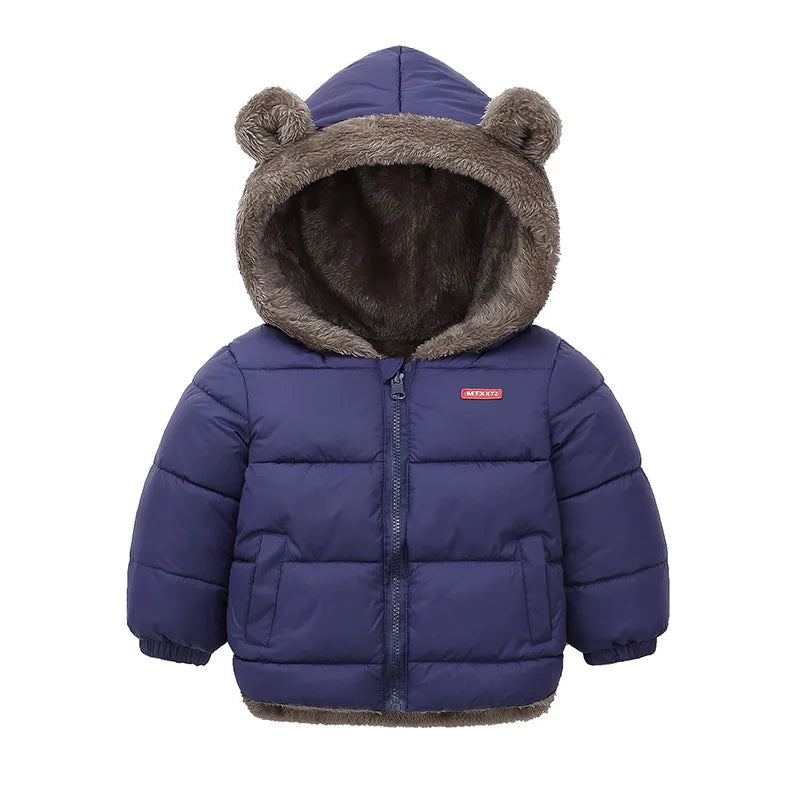 Winter Boys Girls Down Coats Kids Plush Velvet Jackets Children Thick Hooded Outerwear Baby Toddler Autumn Winter Padded Clothes