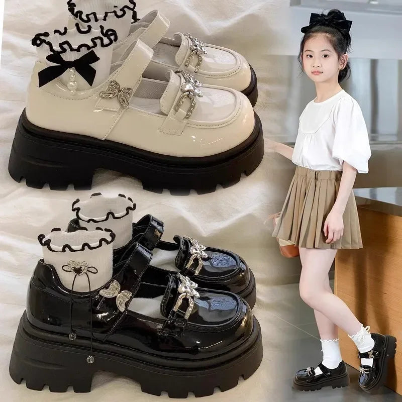 2024 Children Leather Shoes for Girls Autumn New Fashion Princess Soft Bottom Comfortable Casual Anti-slippery Versatile Shoes