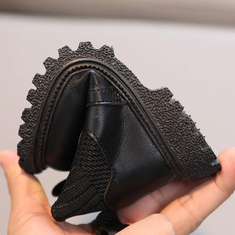 Kids Short Boots Fashion Boys Shoes Autumn Winter Leather Children Boots Non-Slip Toddler Girls Boot Toddler Snow Shoes