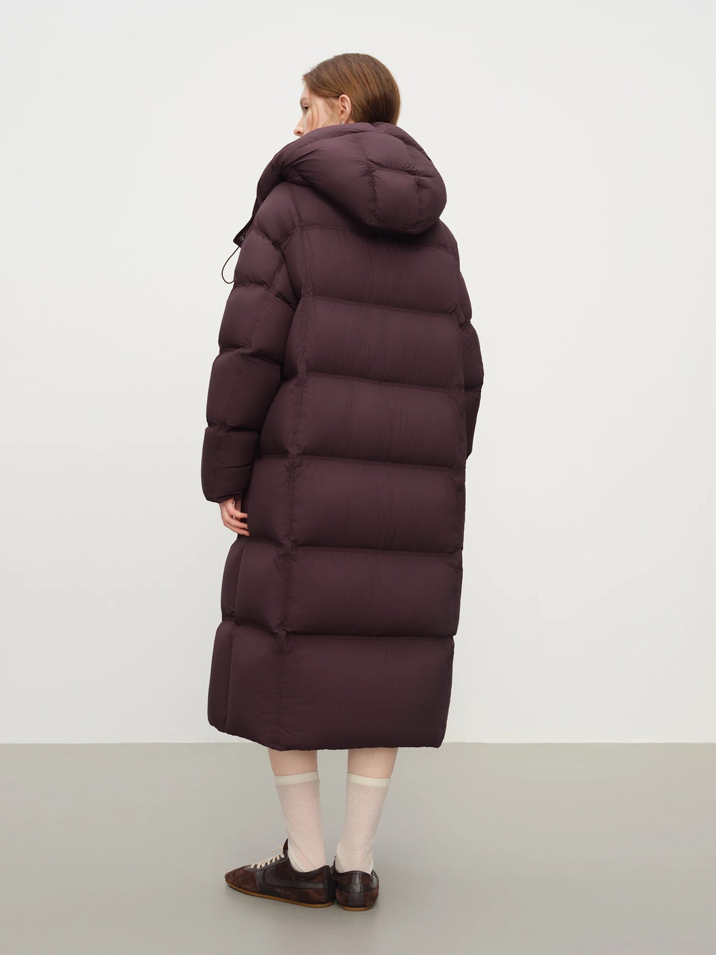 FSLE 2025 Winter New Women's Long Puffer Down Coat with Hood Two-Tone Color Block Thermal Insulated Jacket Heavy Warm Outerwear