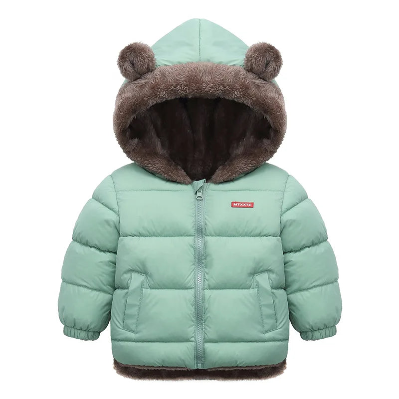 Winter Boys Girls Down Coats Kids Plush Velvet Jackets Children Thick Hooded Outerwear Baby Toddler Autumn Winter Padded Clothes