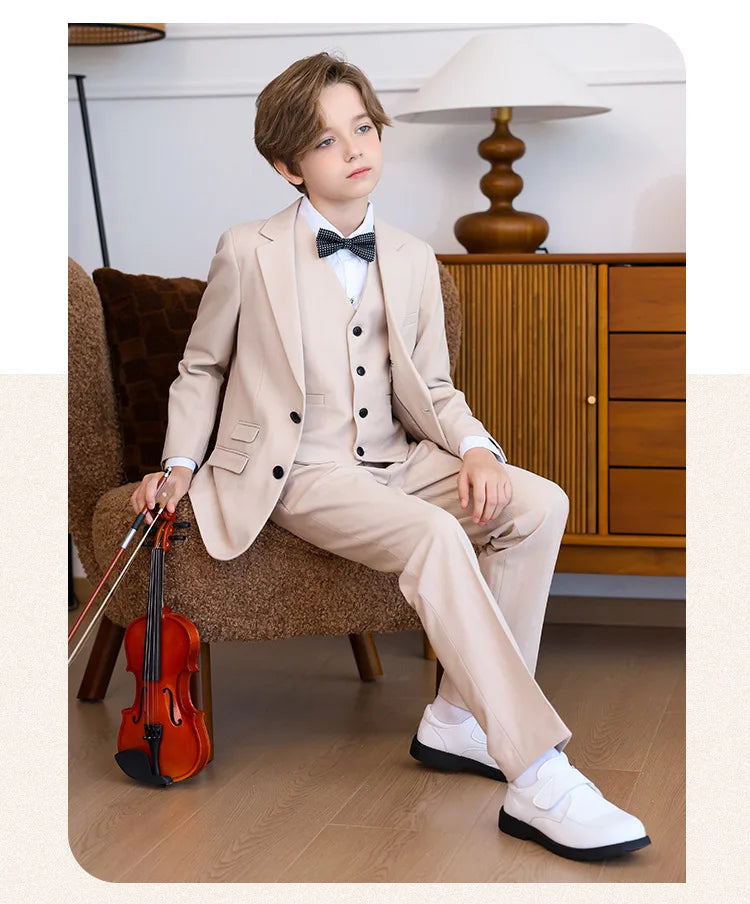 Child Boys Wedding Suit 1-14 Years Teenage Boy Suits Outfits Set Spring Autumn Elegant Boy Formal Piano Performance Costume Suit