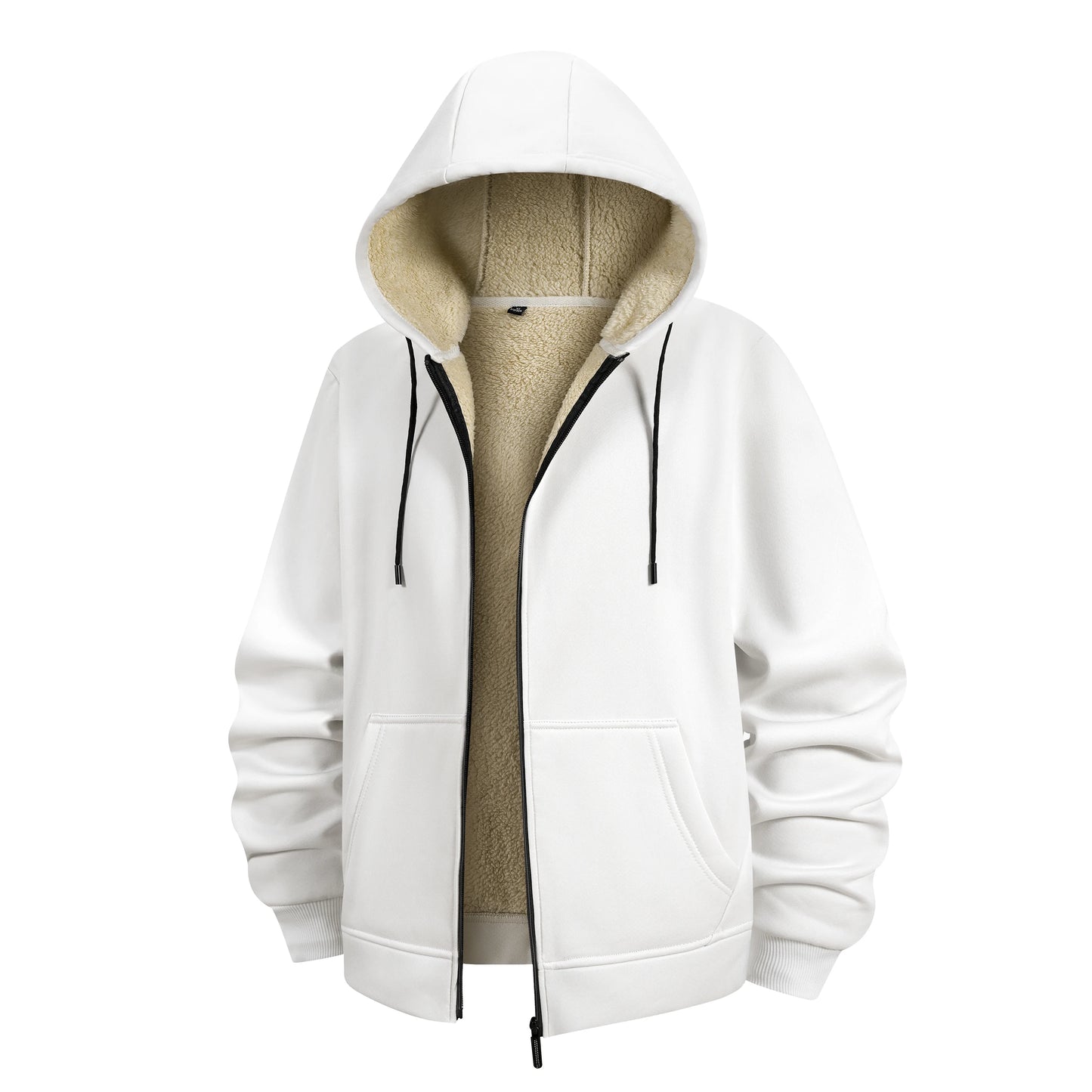 Winter Lambswool Coats Thicken Warm Jackets Long Sleeve Zipper Hoodies Casual Sports Fleece Black Coat Hooded Men Outdoor Jacket