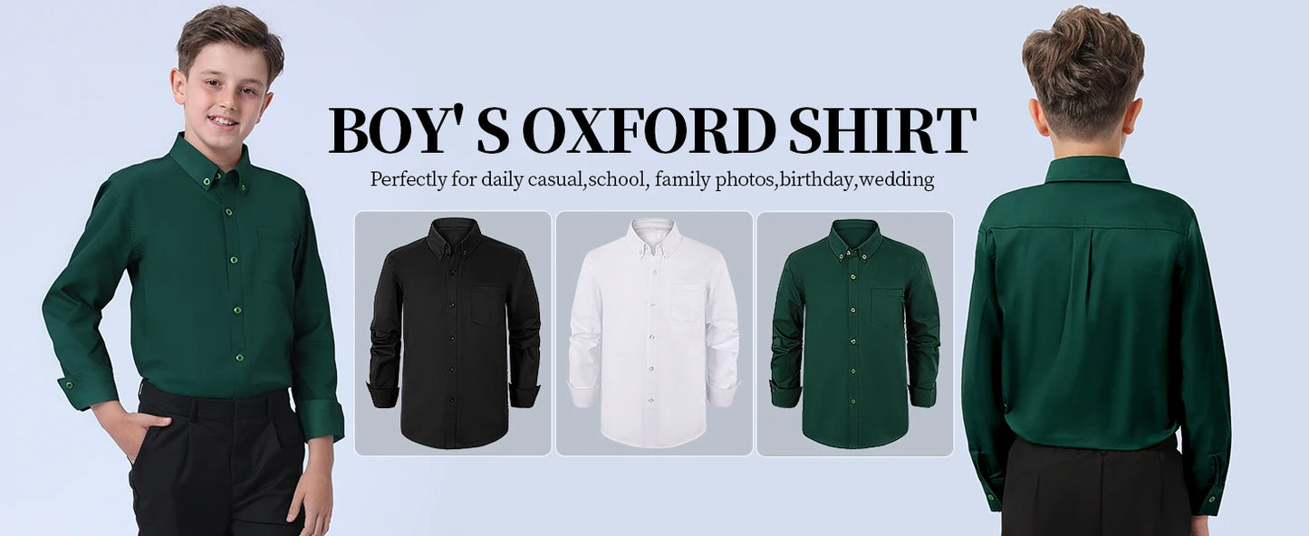 Boys Shirt Kids Oxford White Shirts Kids School Uniform Gift Perform Ceremony Birthday Wedding Formal Clothes 6 to 14 Years