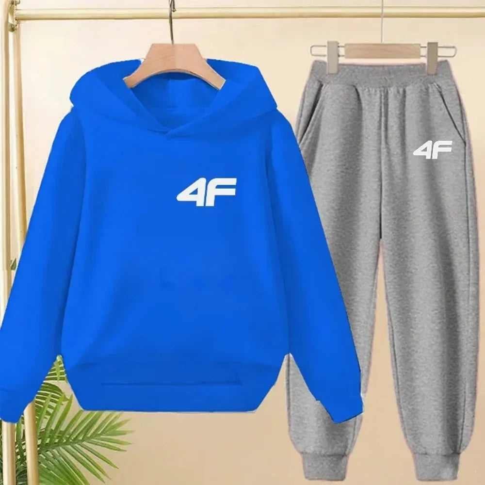 2026 Children's Adult Parent-Child Sportswear Set Boys and Girls Cartoon Print Hoodies and Pants Two-Piece Set Children's Fashio