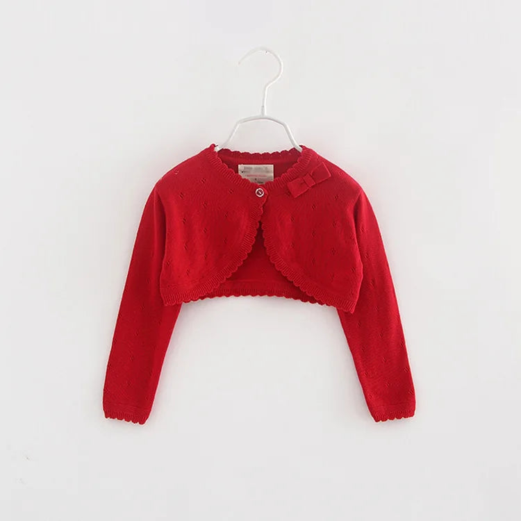 0 to 8 Years White Girls Cardigans Sweater Jacket Kids Girls Coat Outcoat Shawl Girls Clothing