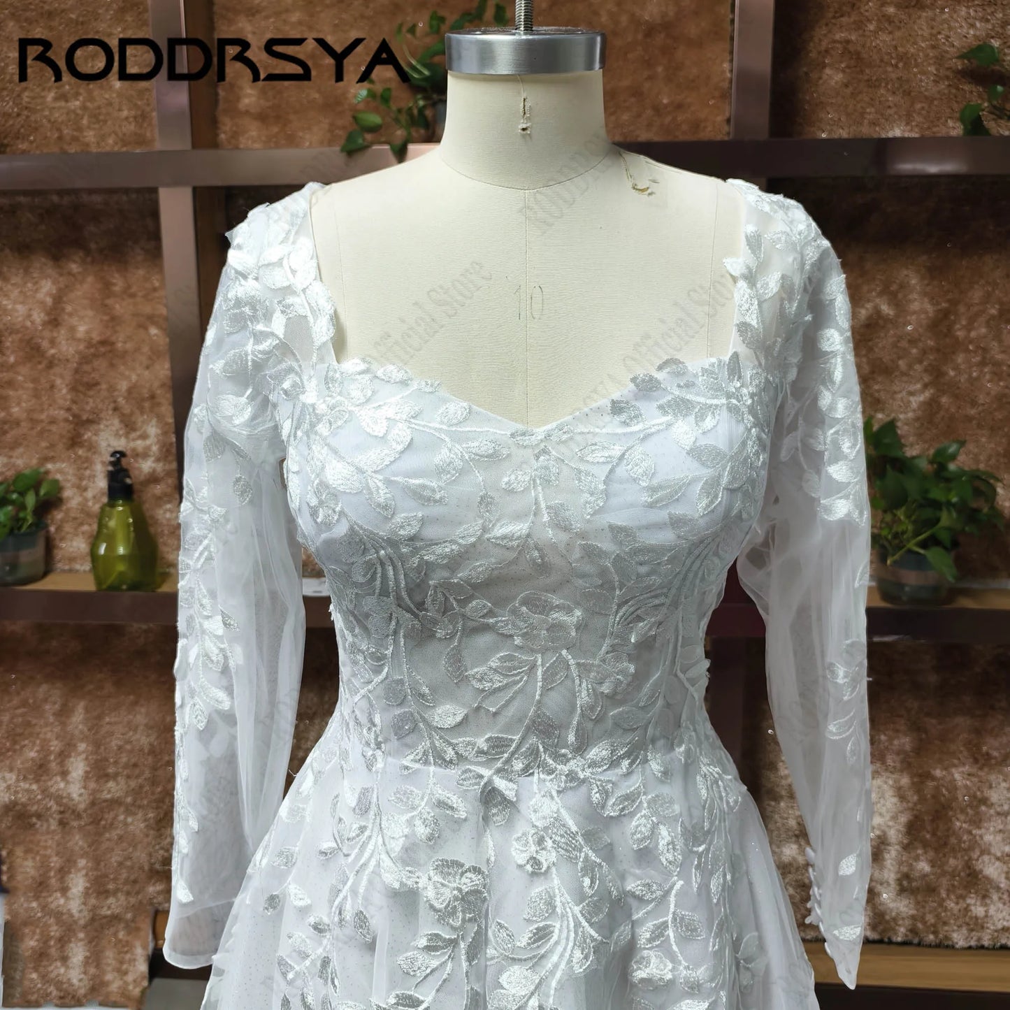 RODDRSYA A-Line Tulle Bridal Dresses Detachable Long Sleeve V-Back Appliques Wedding Gowns Sweetheart robe de mariée Customized
