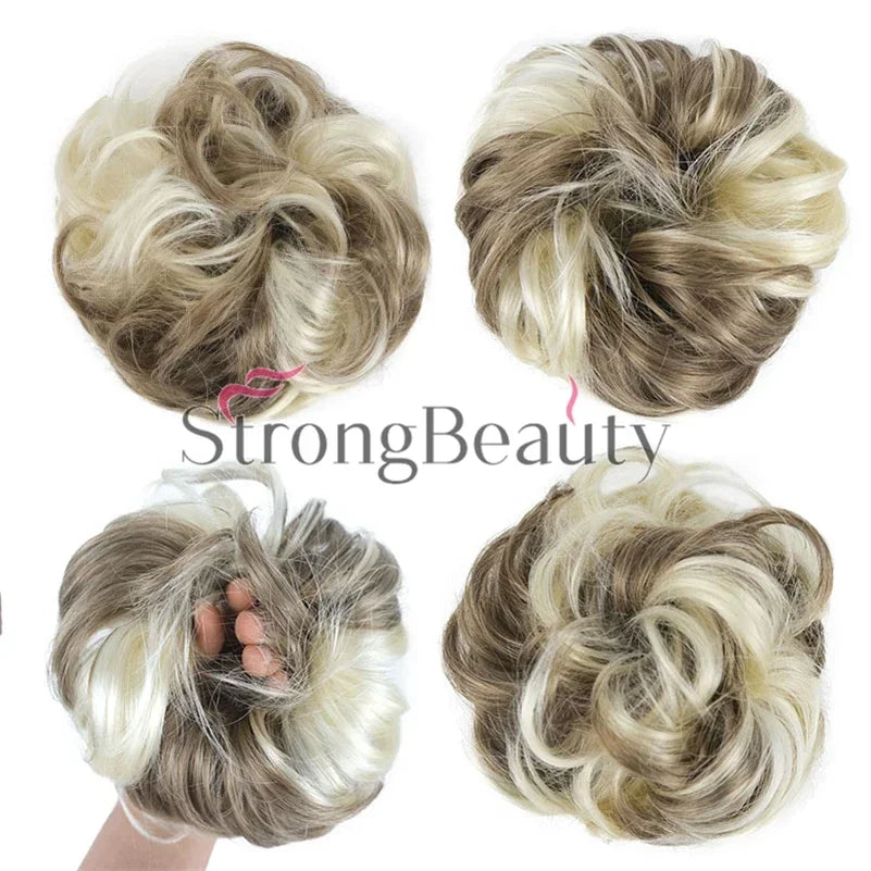 Synthetic Messy hair piece Daily Use Donut Chignon Scrunchies Fake Elastic Hairpiece Blonde Brown Bun For Women
