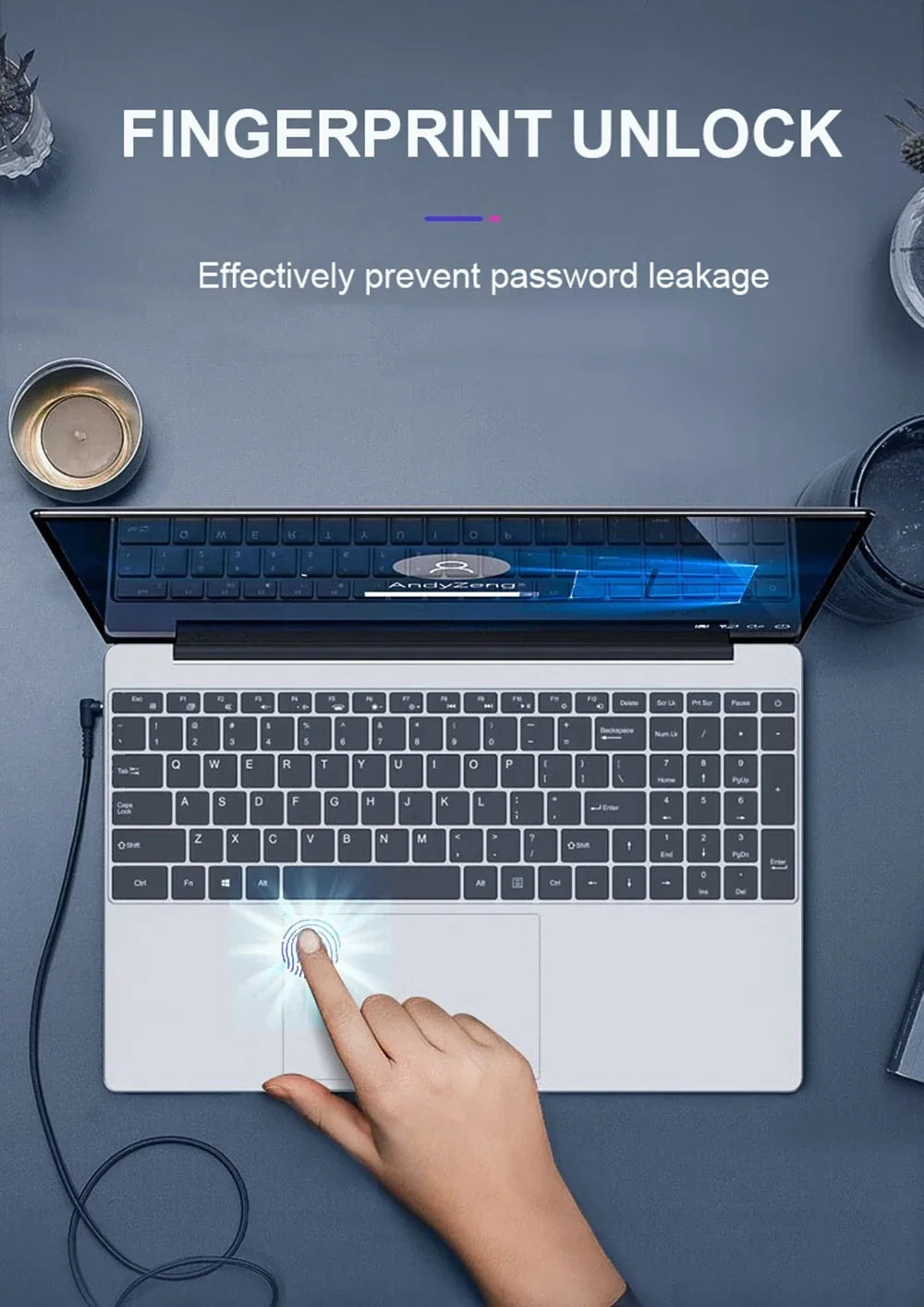 15.6" Laptop Computer Intel Celeron N4000 Notebook PC Fingerprint Unlock Windows 11 Pro 16GB DDR4 512GB 1TB SSD HD 1080P Laptops