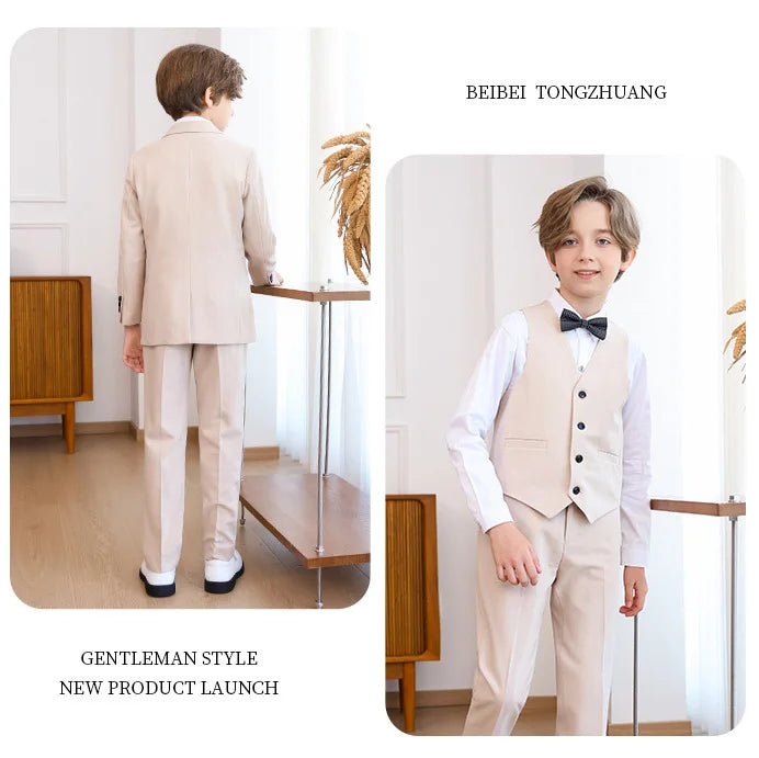 Child Boys Wedding Suit 1-14 Years Teenage Boy Suits Outfits Set Spring Autumn Elegant Boy Formal Piano Performance Costume Suit