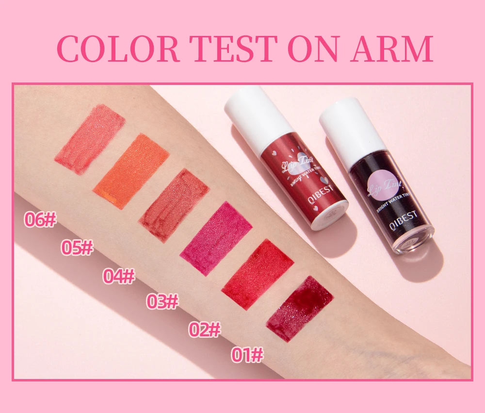 QIBEST Mirror Lip Glaze Water Lipgloss Sexy Red Lip Tint Liquid Lipstick Long-lasting Moisturizing Natural Beauty Lips Cosmetics