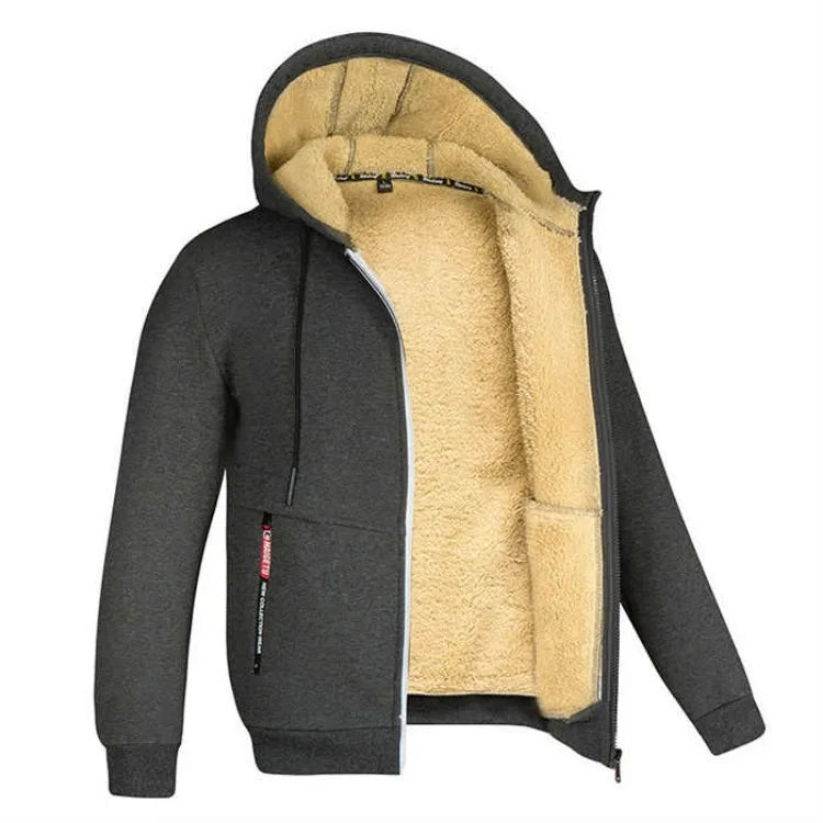 Winter Lambswool Coats Thicken Warm Jackets Long Sleeve Zipper Hoodies Casual Sports Fleece Black Coat Hooded Men's Women Jacket