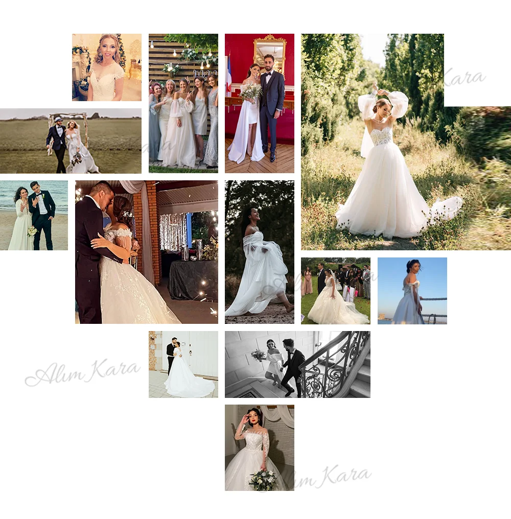 Alim Kara V-neck Ball Gown Wedding Dress 2026 Classic Beaded Satin customized Bridal Beach Princess B346 Party Vestido De Novia