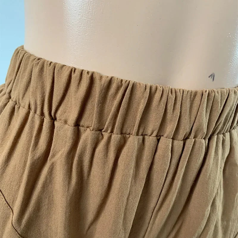 Spring Autumn Ladies Casual Cotton Linen Loose Slim Straight Leg Harem Pants Large Size Nine Points Seven Points Five Points