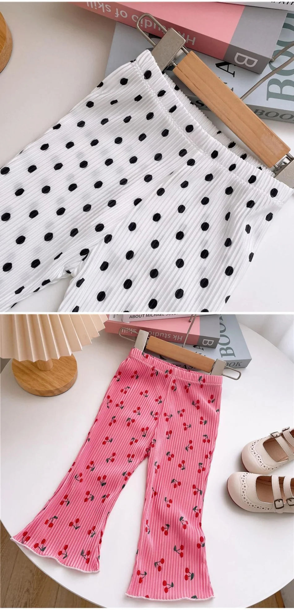 Elegant Playful Girls Floral Polka Dot Flared Pants Summer Autumn Outdoor Casual Bottoms Children Kids Cartoon Fashion Capris