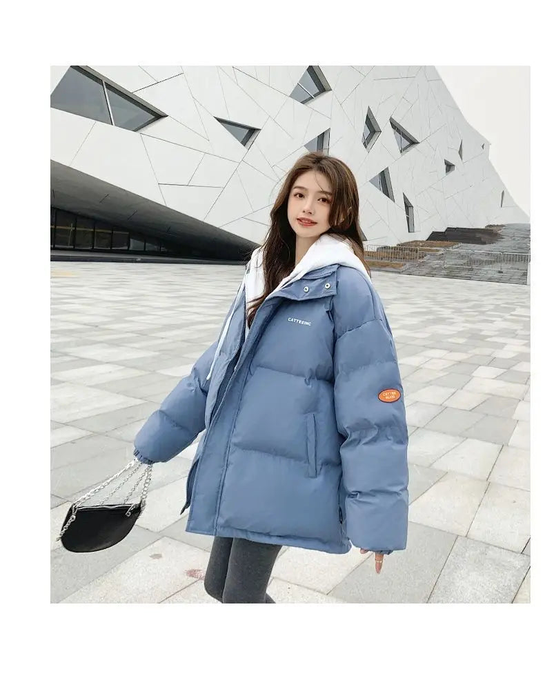 Couple style cotton coat Internet celebrity trend new fake two-piece cotton coat winter windproof warm cotton jacket