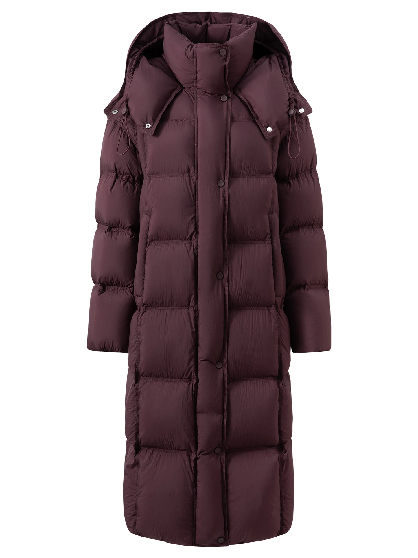 FSLE 2025 Winter New Women's Long Puffer Down Coat with Hood Two-Tone Color Block Thermal Insulated Jacket Heavy Warm Outerwear