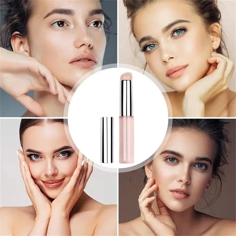 Silicone Lip Brush With Lid, Reusable Angled Concealer Brush Silicone Makeup Applicator Tool Portable Lip Brush for Lip Balm