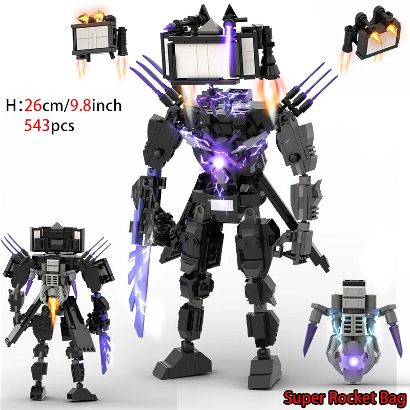 New Skibidi Toilete Building Block Titan Clock Man 2.0 TVman Speakerman Drill Man Bricks Model Toys for Kid Birthday Easter Gift