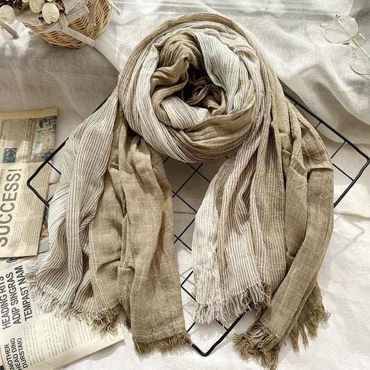 Cotton Linen Striped Scarf for Men Autumn Winter Men's Scarves Soft Warm Neckerchief Male Accessories Bufandas Shawls