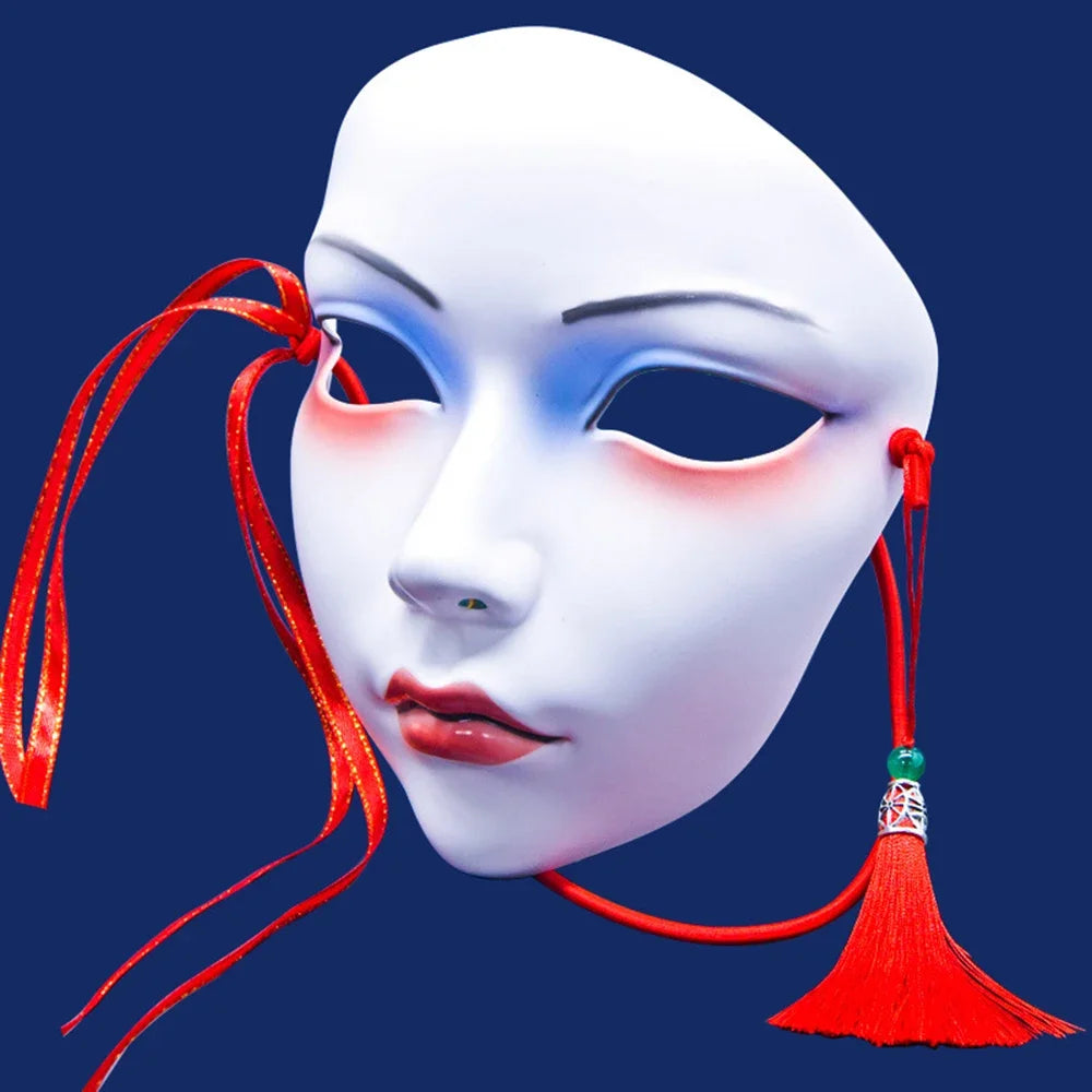 Adult Party Mask Hand Painted Makeup Full Face Carnival Queue Mask Kabuki  Masquerade  For Carnival Mardi Gras Cosplay