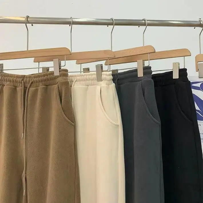 Women Winter Thick Warm Trousers Warm Double-sided Polar Fleece Harem Pants Casual Sports High Waist Comfortable Baggy Long Pant