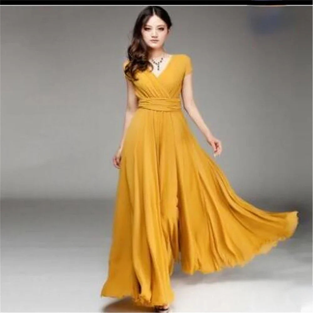 Elegant bodycon sexy Women's dress for women 2022 summer short sleeve chiffon boho party dresses woman robe femme ladies