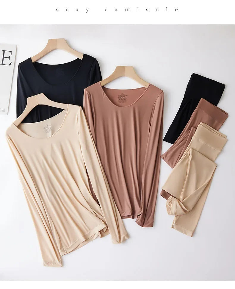 Winter Women Thermal Underwear Tops Keep Warm Long Sleeves Bottoming Shirt Pullover Elastic Female Basic Casual Thermal Tops
