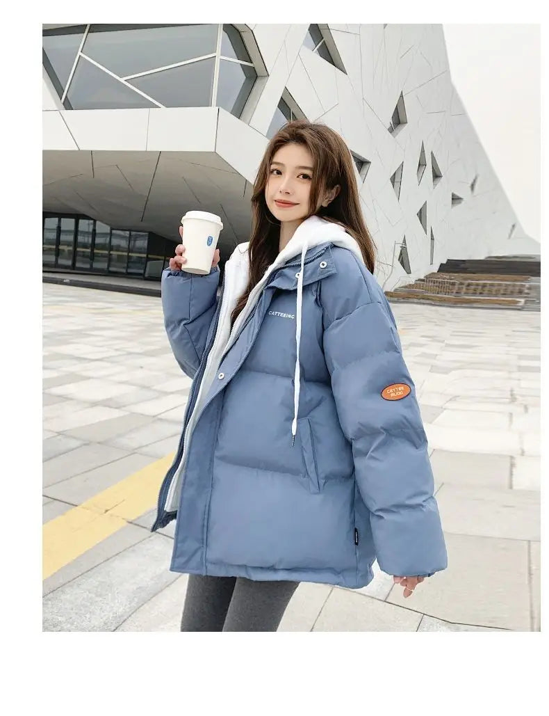 Couple style cotton coat Internet celebrity trend new fake two-piece cotton coat winter windproof warm cotton jacket