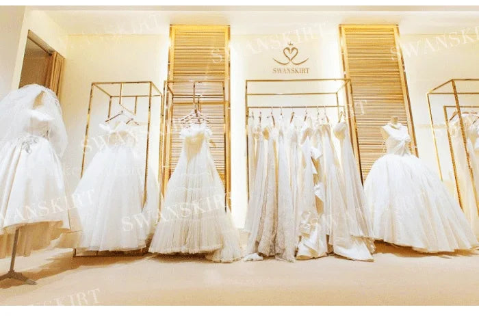 Shiny Sleeveless Wedding Dress 2025 Appliques Backless A-Line Princess Bride Gown SwanSarah P272 customized Vestido De Novia