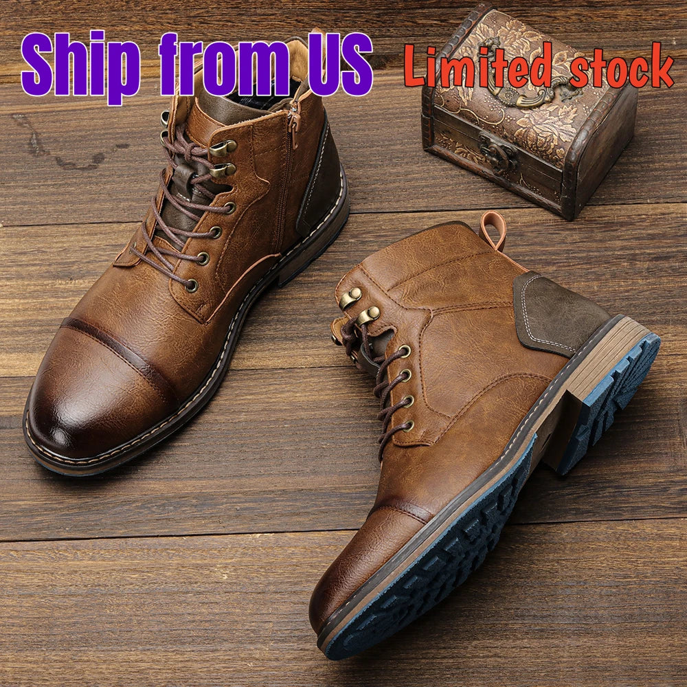 Size 8-13 Retro Men Boots 2025 Fashion Comfortable Spring Leather Boots