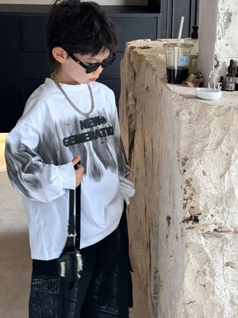 Loose and Casual Children's Clothing From 8 To 12 Years Boy Boys Wear T Shirt Kids Cartoon Fashion Spring Autumn Clothes T-shirt