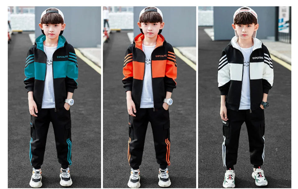 Boys Suit Sweatshirts +Pants Cotton 2Pcs/Sets 2023 Luxury Spring Autumn Thicken Sports Sets Kid Breathable Children Clothing