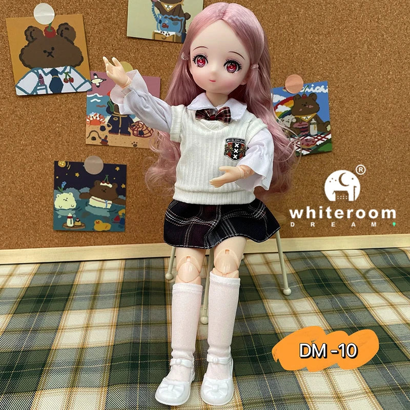 New 30cm BJD Doll High Beauty Asian Girl Toy For Chilren Retro Classic Wedding Dress Lolita Noble Rabbit Holiday Birthday Gift