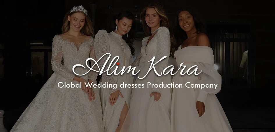 Alim Kara V-neck Ball Gown Wedding Dress 2026 Classic Beaded Satin customized Bridal Beach Princess B346 Party Vestido De Novia