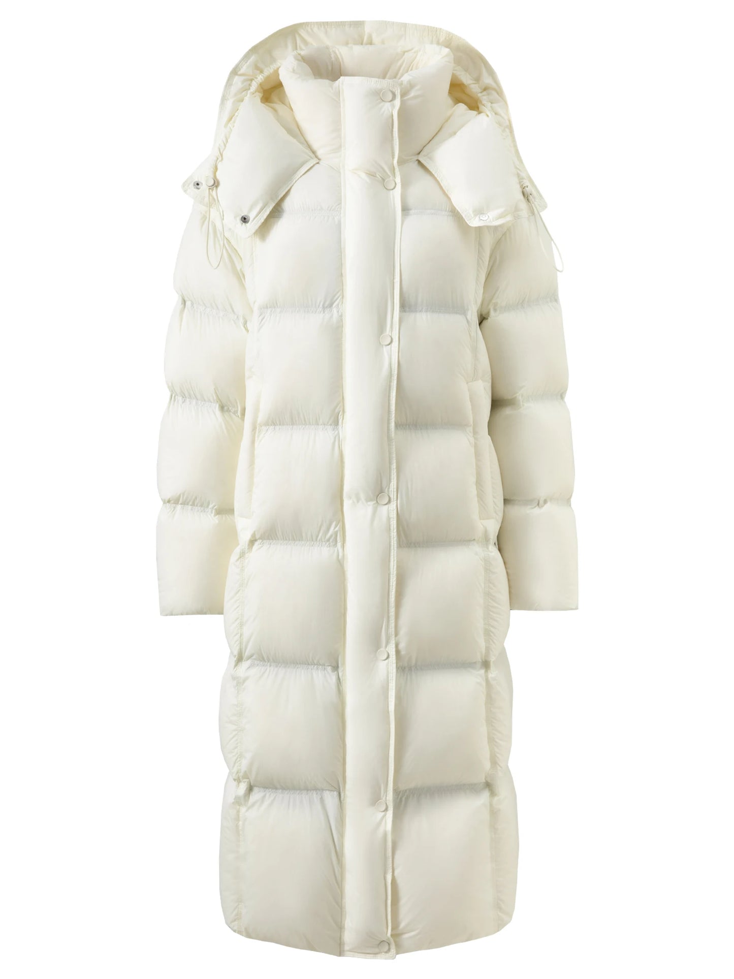 FSLE 2025 Winter New Women's Long Puffer Down Coat with Hood Two-Tone Color Block Thermal Insulated Jacket Heavy Warm Outerwear