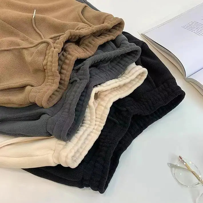 Women Winter Thick Warm Trousers Warm Double-sided Polar Fleece Harem Pants Casual Sports High Waist Comfortable Baggy Long Pant