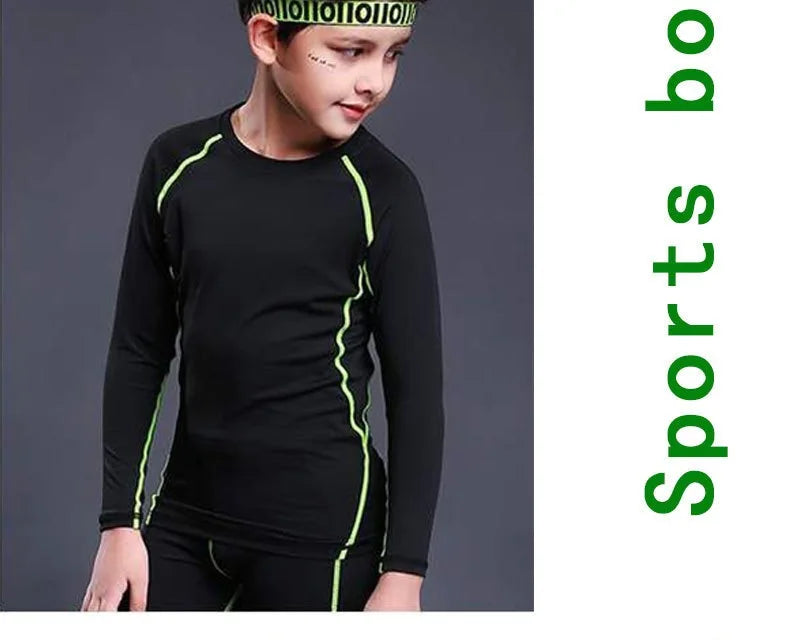 1 Set Boy Autumn Winter Quick Drying Tights Clothe Youth Kid Leggings Shirt Long Sleeve Basketball Football Sport Fitness Suit