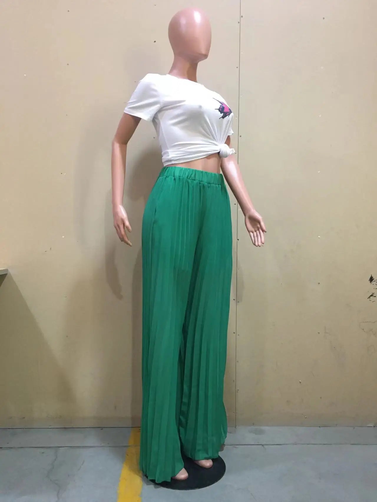 CM.YAYA Elegant Wide Leg Straight High Waist Pleated Pants  Women 2022 Summer New Beach Holiday Boho Trousers