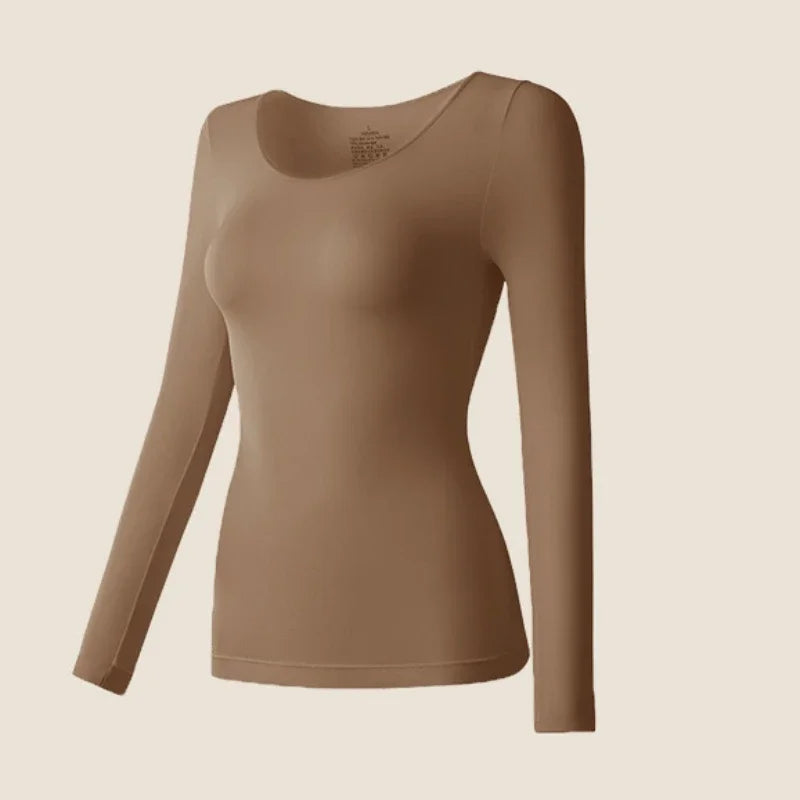 Winter Women Thermal Underwear Tops Keep Warm Long Sleeves Bottoming Shirt Pullover Elastic Female Basic Casual Thermal Tops
