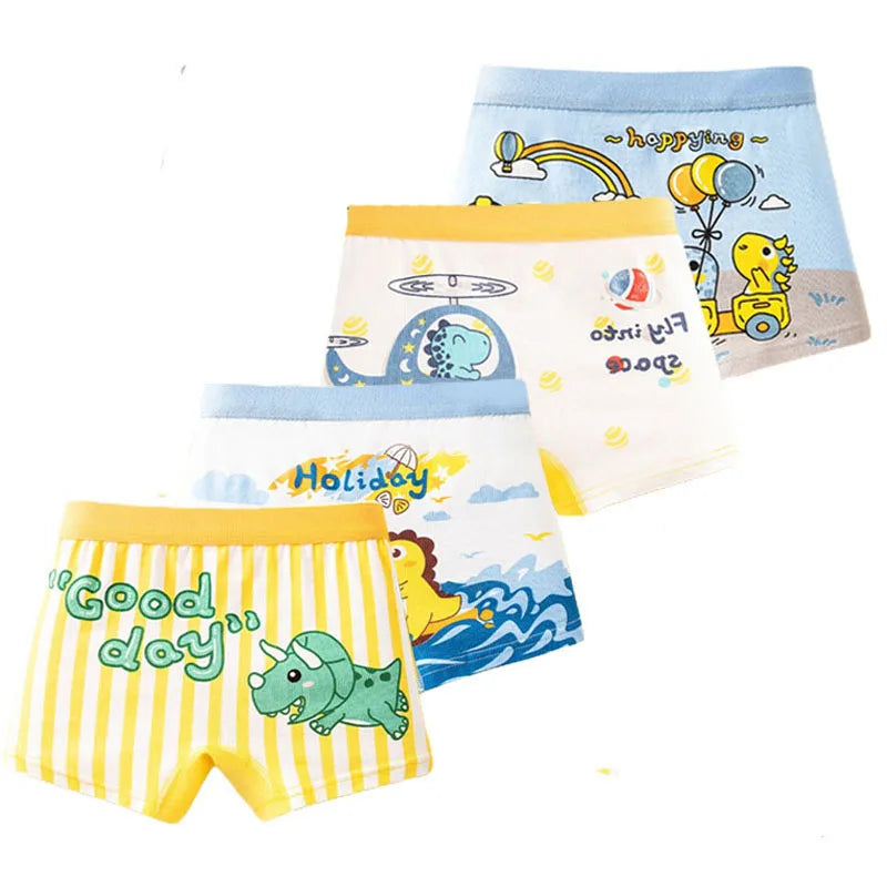 4 Pcs/Lot Children Panties Cotton Underwear For Boys 3-14 Years Breathable Kids Underpants Cars Patterns Cartoon Boy Boxer Brief